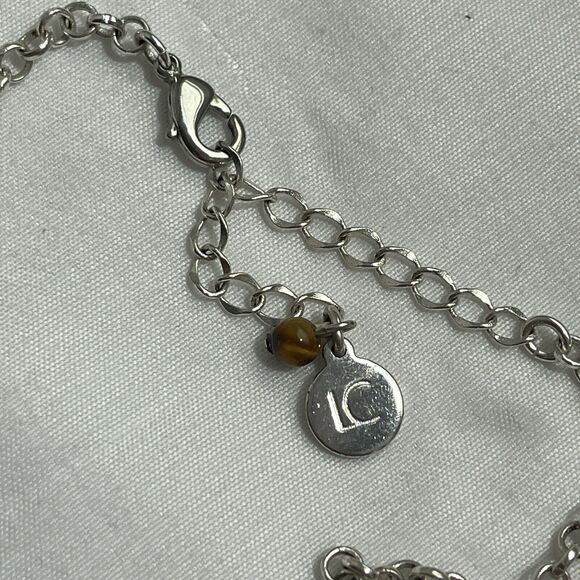 Liz Claiborne silver tone chain with circle floral pendant statement Necklace - Picture 5 of 8